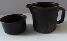Load image into Gallery viewer, ARABIA POTTERY, Finland. 1960s Rustic RUSKA Open Sugar Bowl and Milk Jug. Designed by Ulla Procope
