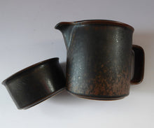 Load image into Gallery viewer, ARABIA POTTERY, Finland. 1960s Rustic RUSKA Open Sugar Bowl and Milk Jug. Designed by Ulla Procope
