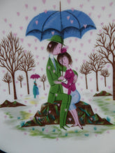 Load image into Gallery viewer, Vintage ROSENTHAL Small Dish. Shower of Hearts. The Lovers by Peynet. Two Sweethearts Shelter under an Umbrella - it rains little hearts.

