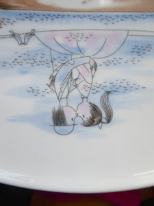 Vintage ROSENTHAL Large Dish. The Lovers by Peynet. Two Sweethearts Cuddle in a Rowing Boat on a Pond