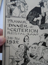 Load image into Gallery viewer, THEATRE HISTORY DOCUMENT:  The Gallery First Nighter&#39;s Club Annual Dinner Menu Card 1932
