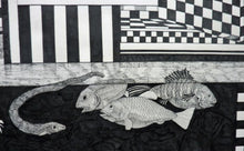Load image into Gallery viewer, Scottish Art Peter Dworok Surreal Interior 1970s Drawing
