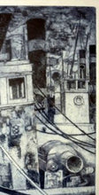 Load image into Gallery viewer, SCOTTISH ART: Ian Fleming (1906 - 1994).  Original Etching of a Quayside Scene, with Moored Ships
