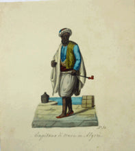 Load image into Gallery viewer, MALTESE ART. Early 19th Century Watercolour Costume Studies by Vincenzo Feneck. Algerian Ship&#39;s Captain
