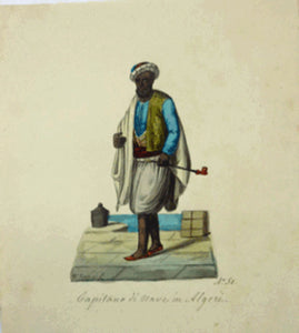 MALTESE ART. Early 19th Century Watercolour Costume Studies by Vincenzo Feneck. Algerian Ship's Captain