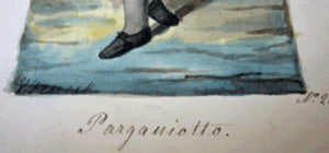 MALTESE ART. Early 19th Century Watercolour Costume Studies by Vincenzo Feneck. Algerian Gentleman with Long Pipe