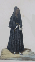 Load image into Gallery viewer, MALTESE ART. Early 19th Century Watercolour Costume Studies by Vincenzo Feneck. A Spanish Lady in Long Black Veil
