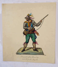 Load image into Gallery viewer, MALTESE ART. Early 19th Century Watercolour Costume Studies by Vincenzo Feneck. Neapolitan Bandit Brandishing a Musket
