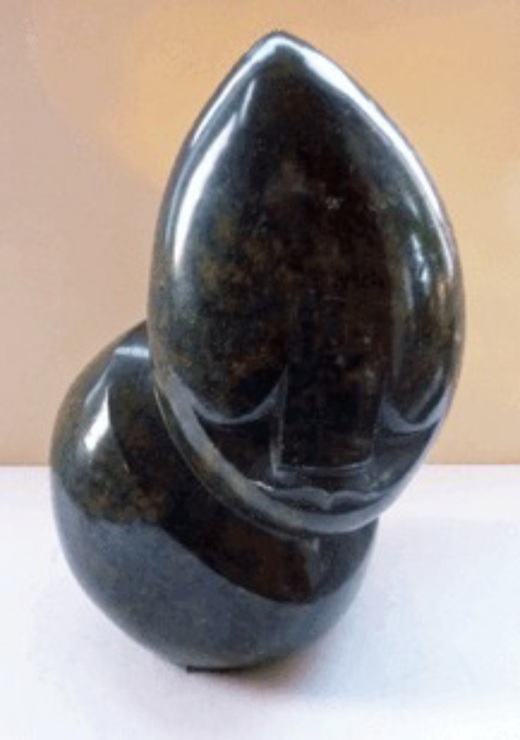 1993 SIGNED African Zimbabwe Shona Black Serpentine Hardstone Sculpture by Taso, 7 inches
