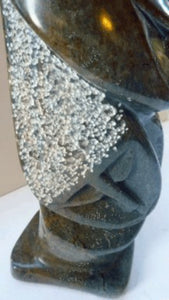 1990s UNSIGNED African Zimbabwe Shona Black Serpentine Hardstone Sculpture. 9 1/2 inches