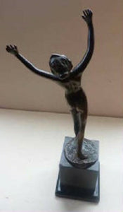 RENI PALMIER  Lovely Cast Bronze Jugendstil / Art Nouveau Dancing or Exercising Nude Lady