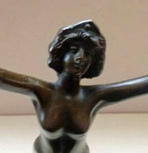RENI PALMIER  Lovely Cast Bronze Jugendstil / Art Nouveau Dancing or Exercising Nude Lady
