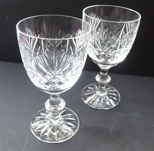 LARGE Pair of Vintage EDINBURGH CRYSTAL Wine Glasses. Iona Pattern. Etched mark for 1980s