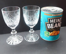 Load image into Gallery viewer, Pair of Vintage EDINBURGH CRYSTAL Sherry or Liqueur  Glasses. Iona Pattern. Etched mark for 1980s

