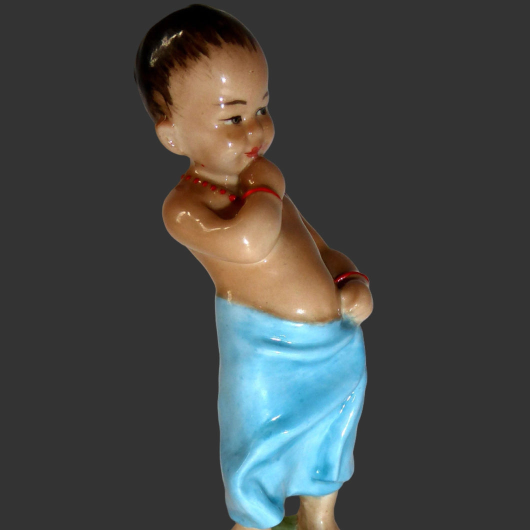 ROYAL WORCESTER Figurine. Rare BURMA Boy from the Children of Nations Series by Freda Doughty; c 1950s