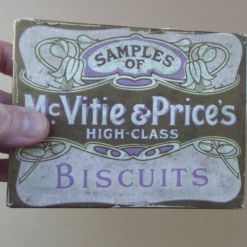 Early 20th Century Art Nouveau Tin with Paper Labels. McVities Biscuits