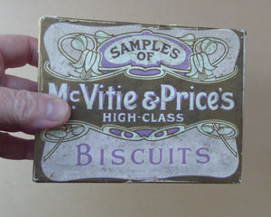 Early 20th Century Art Nouveau Tin with Paper Labels. McVities Biscuits
