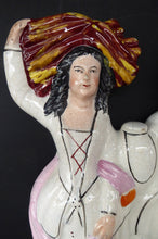 Load image into Gallery viewer, LARGE Antique STAFFORDSHIRE Figurine of a Country Couple Back from Harvest; Height 12 1/2 inches
