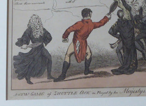 Georgian 19th Century Satirical Print. A New Game of Shuttlecock