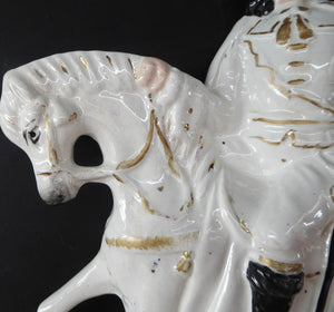 Antique Victorian STAFFORDSHIRE Figurine. Man on Horseback; 11 inches