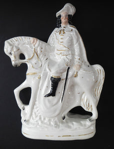 Antique Victorian STAFFORDSHIRE Figurine. Man on Horseback; 11 inches