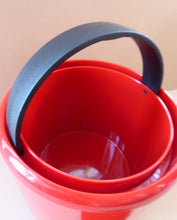 Load image into Gallery viewer, 1970s BODUM JORGENSEN Red and Black Plastic Ice Bucket. Fabulous Styling with Concealed Black Carry Handle
