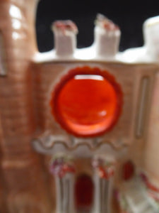 LARGE Antique Flat Back Staffordshire Pottery Baronial Castle Watch Holder