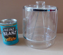 Load image into Gallery viewer, 1970s SPACE AGE Clear Plastic Ice Bucket with Silver Chrome Trims. Original Stainless Steel Ice Tongs
