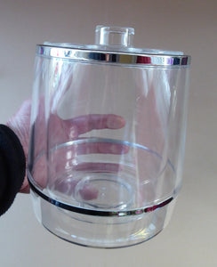 1970s SPACE AGE Clear Plastic Ice Bucket with Silver Chrome Trims