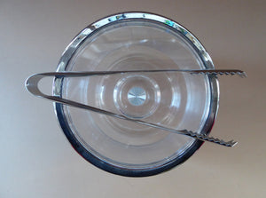 1970s SPACE AGE Clear Plastic Ice Bucket with Silver Chrome Trims