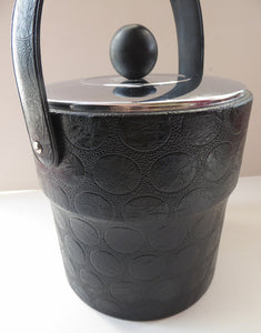 1970s Ice Bucket. White Plastic Interior with Embossed Black Polka Dot Exterior