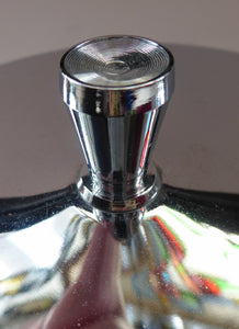 1970s JAPANESE SPACE AGE Ice Bucket. Shiny Chrome Finish with Black & Chrome Swing Handle