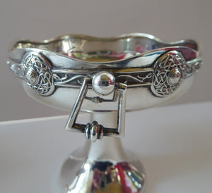 1930s Solid Silver Miniature Footed Dishes with Celtic Decoration by Henry Matthews