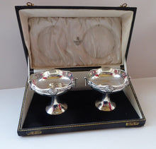 Load image into Gallery viewer, 1930s Matching Pair of  Sterling Solid Silver Comports or Footed Dishes with Fine Celtic Decoration. HENRY MATTHEWS Maker&#39;s Mark
