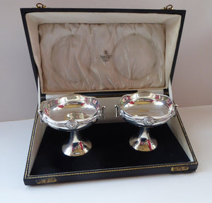 1930s Solid Silver Miniature Footed Dishes with Celtic Decoration by Henry Matthews