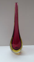 Load image into Gallery viewer, 1960s Murano SOMMERSO Dark Red and Yellow Glass Vase.  Height 10 1/2 inches

