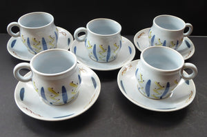 SCOTTISH POTTERY. 1950s BUCHAN Stoneware Teacup and Saucer. Vintage HEBRIDES Pattern