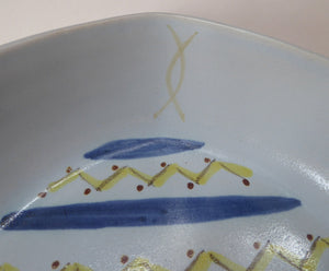 SCOTTISH POTTERY. 1950s BUCHAN Stoneware Skillet or Square Serving Dish with Handle. Vintage HEBRIDES Pattern