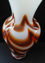 Load image into Gallery viewer, Tall Mid Century Italian V.B Opaline ZEBRA Stripe Glass Vase. 13 3/4 inches in height
