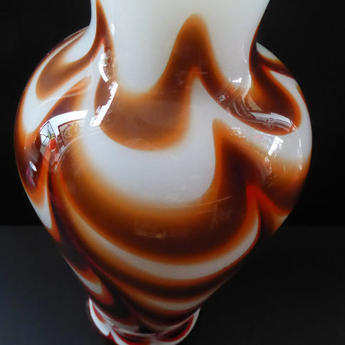 Italian V.B Opaline ZEBRA Stripe Glass Vase. 13 3/4 inches in height