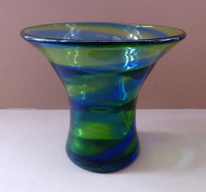 1930s British Art Glass. ART DECO Glass Rainbow Vase by Stevens and Williams (Royal Brierley)