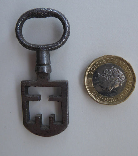 Antique Steel Odell Key. SCOTTISH 18th or 19th Century Door Key for historic EDINBURGH TENEMENT. Good Antique Condition
