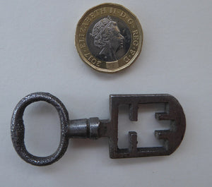 Antique Steel Odell Key. SCOTTISH 18th or 19th Century Door Key for historic EDINBURGH TENEMENT. Good Antique Condition