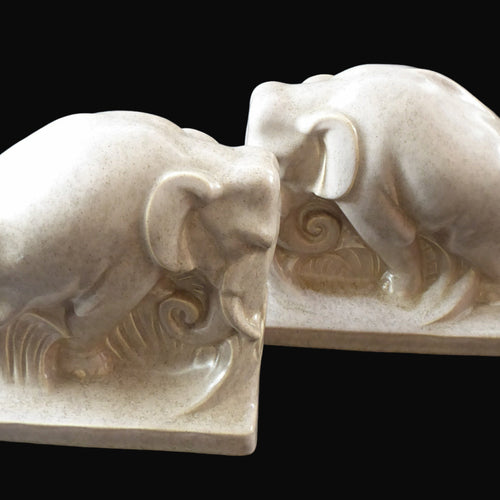 1930s ART DECO Poole. Pair of Carter, Stabler & Adams Elephant Bookends