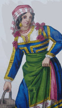 Load image into Gallery viewer, MALTESE ART. Early 19th Century Watercolour Costume Studies by Vincenzo Feneck.  Neapolitan Lady Carrying a Pail of Water
