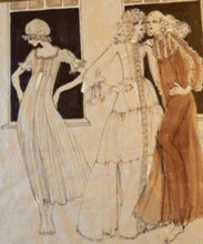 Load image into Gallery viewer, 1960s Vintage Original Fashion Drawing Showing Three Glamour Models in La Mode Outfits
