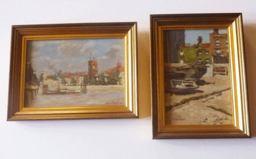 19th Century Oil Paintings of Chelsea. Turner's House Cheyne Wlalk by RJ Abraham Copeland 