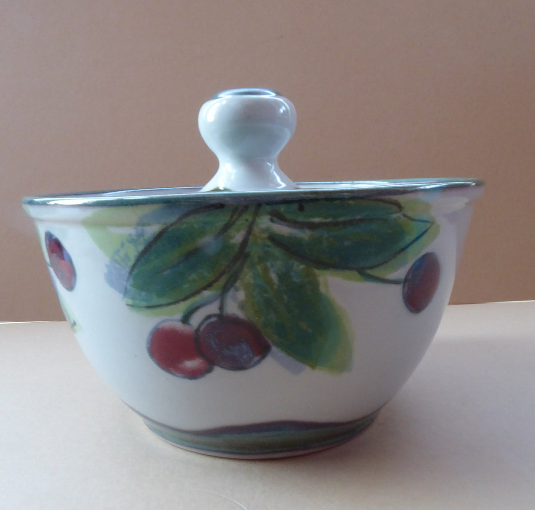 SCOTTISH Pottery.  WILD BERRIES Design Large Lidded Bowl by Highland Stoneware. Hand Decorated