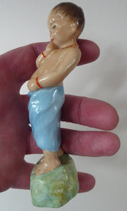 ROYAL WORCESTER Figurine. Rare BURMA Boy from the Children of Nations Series by Freda Doughty; c 1950s