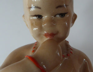 ROYAL WORCESTER Figurine. Rare BURMA Boy from the Children of Nations Series by Freda Doughty; c 1950s
